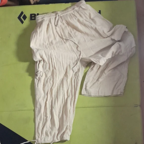 Cream Drawstring Pants - Picture 1 of 4